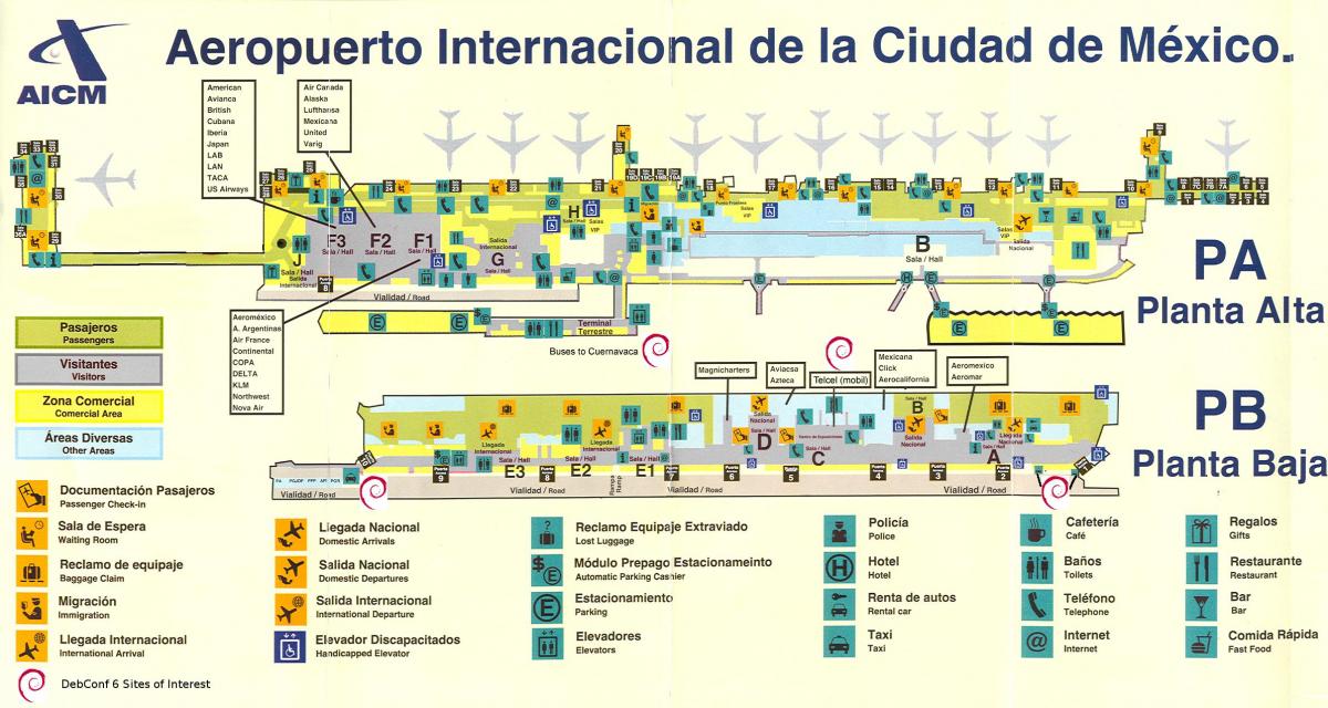Ciutat de mèxic, a l'aeroport internacional mapa
