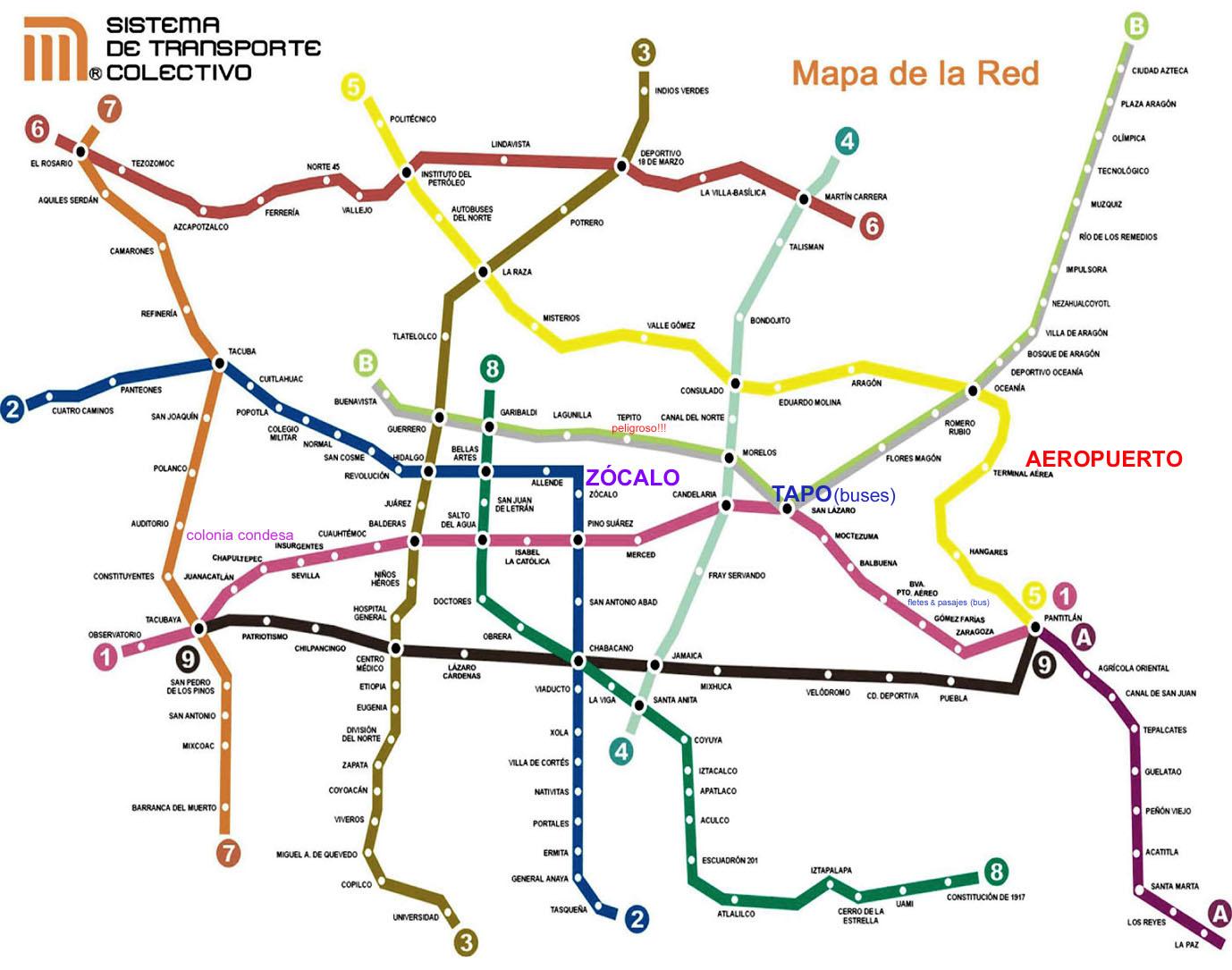 Metro df mapa - Ciutat de Mèxic tren mapa (Mèxic)