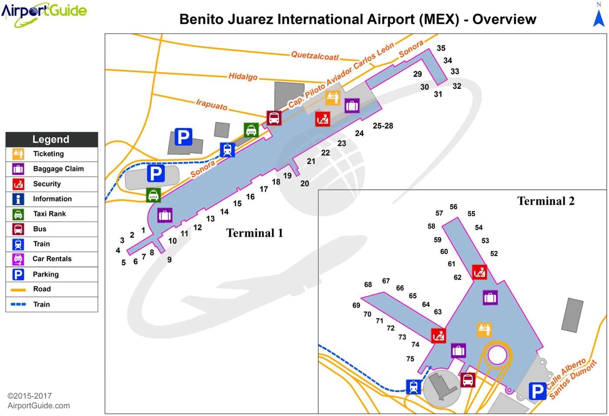 Ciutat de mèxic, a la terminal 1 de l'mapa