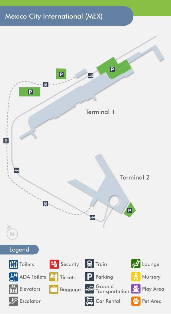 Ciutat de mèxic terminal de l'aeroport mapa