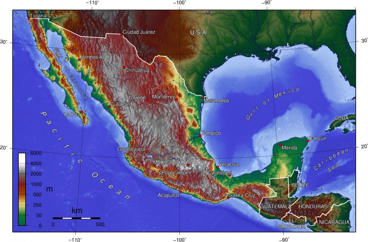 Ciutat de mèxic, el mapa topogràfic