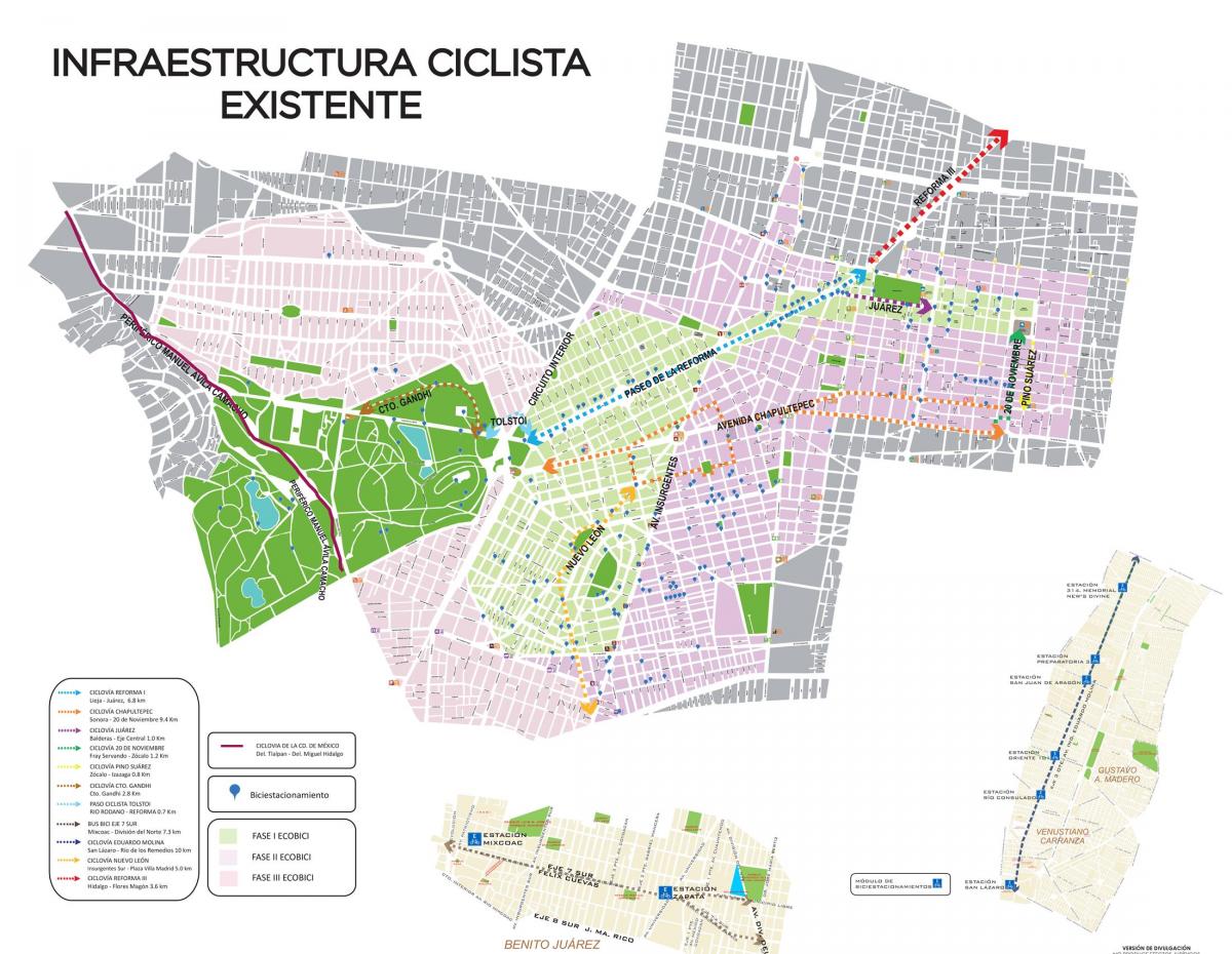 mapa de la Ciutat de Mèxic bicicleta