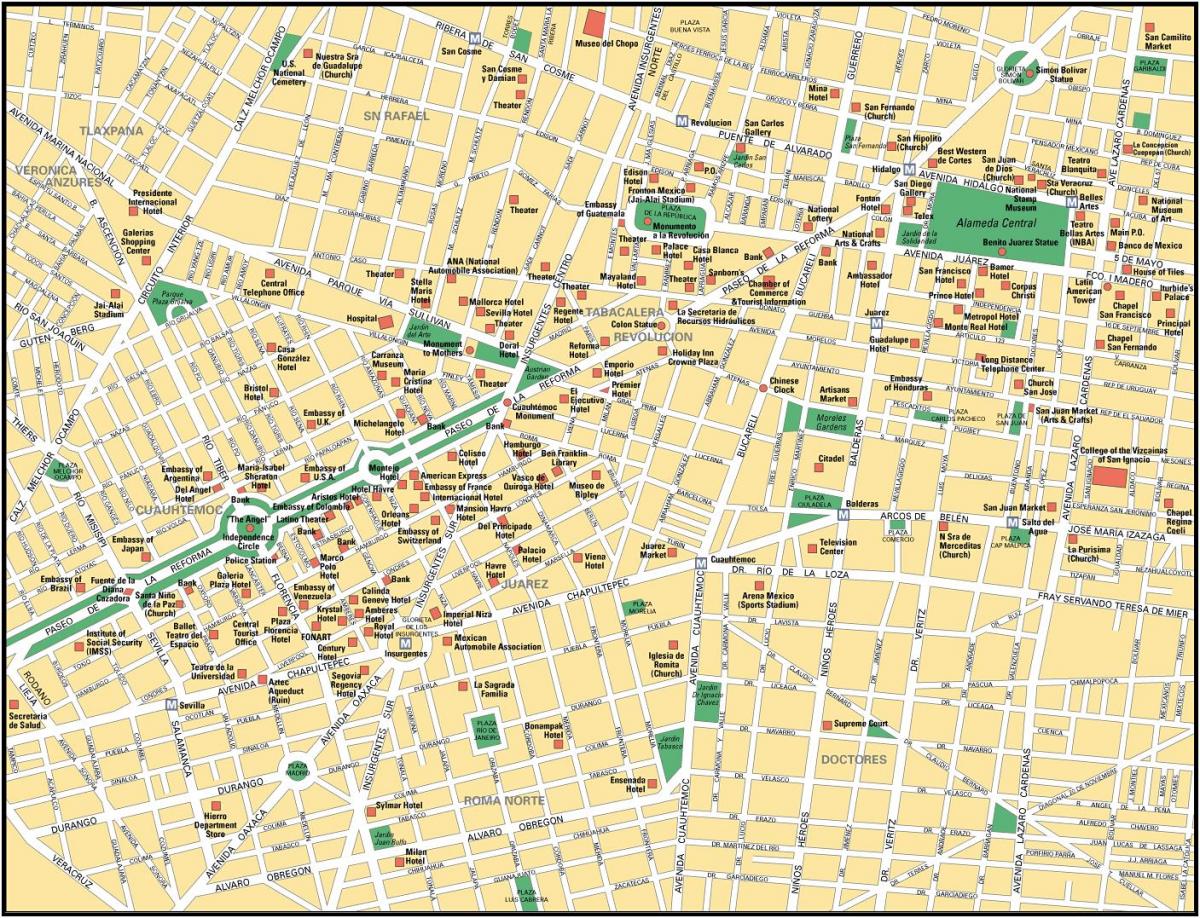 mapa de la Ciutat de Mèxic punts d'interès