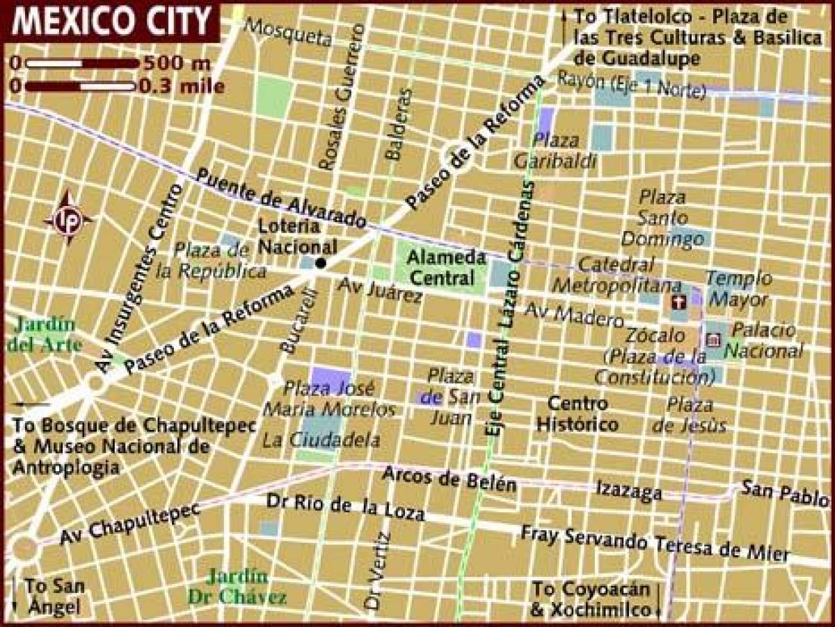 centro historico Ciutat de Mèxic mapa