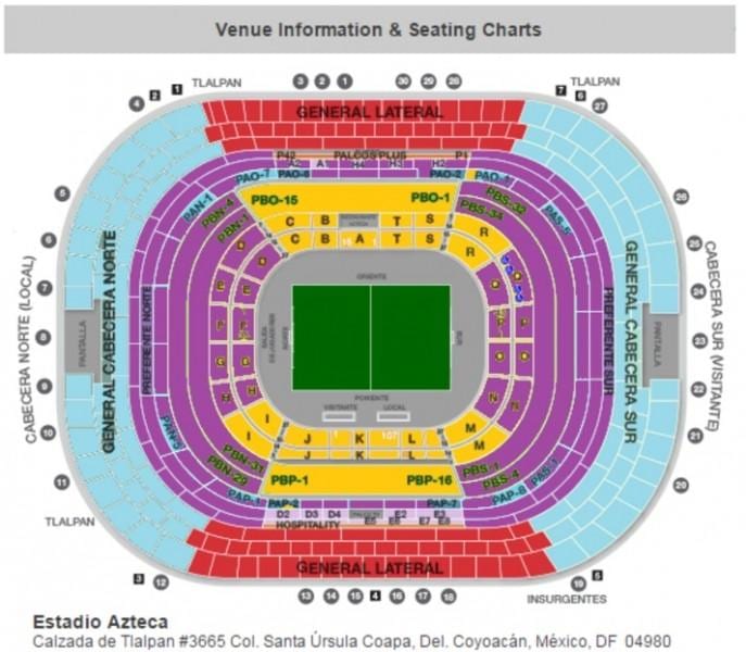 estadio azteca d'estar mapa