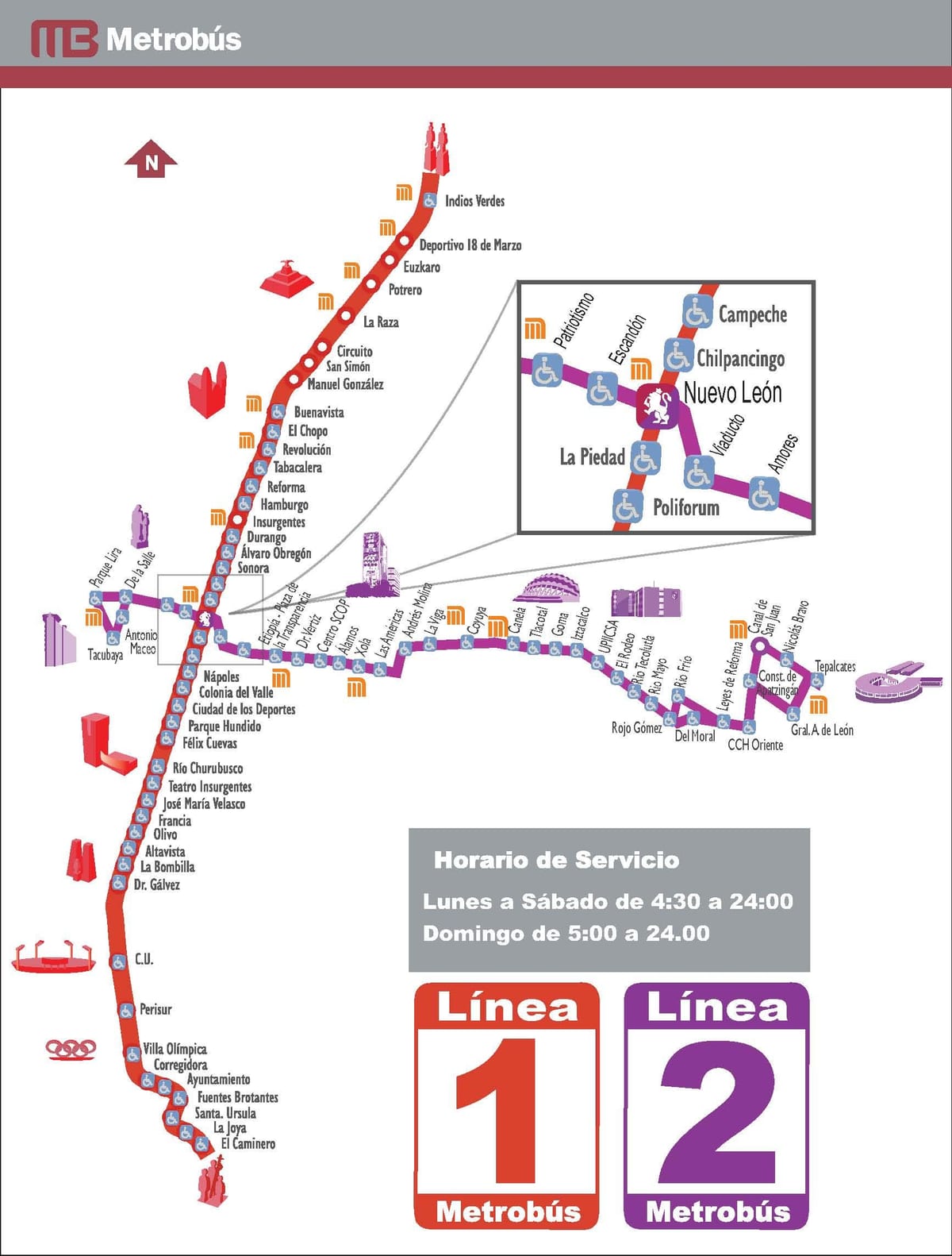 mapa de metrobus Ciutat de Mèxic