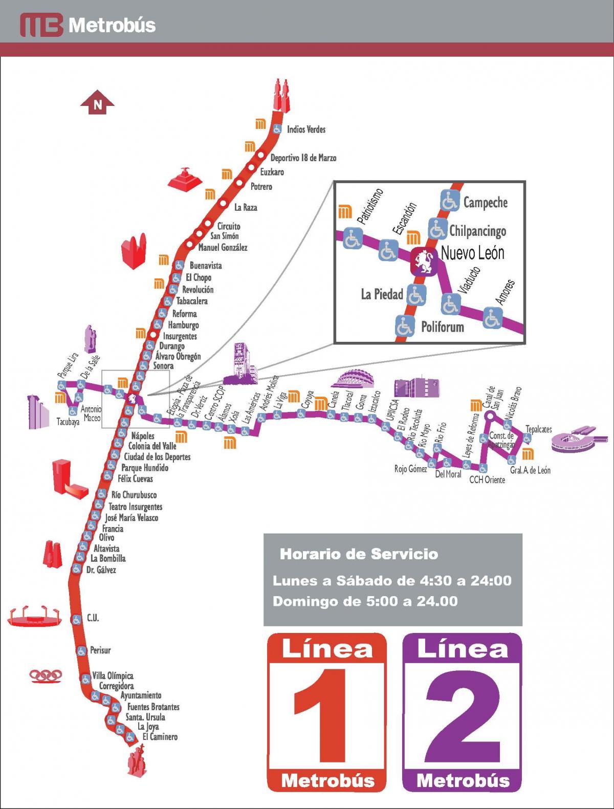 mapa de metrobus Ciutat de Mèxic
