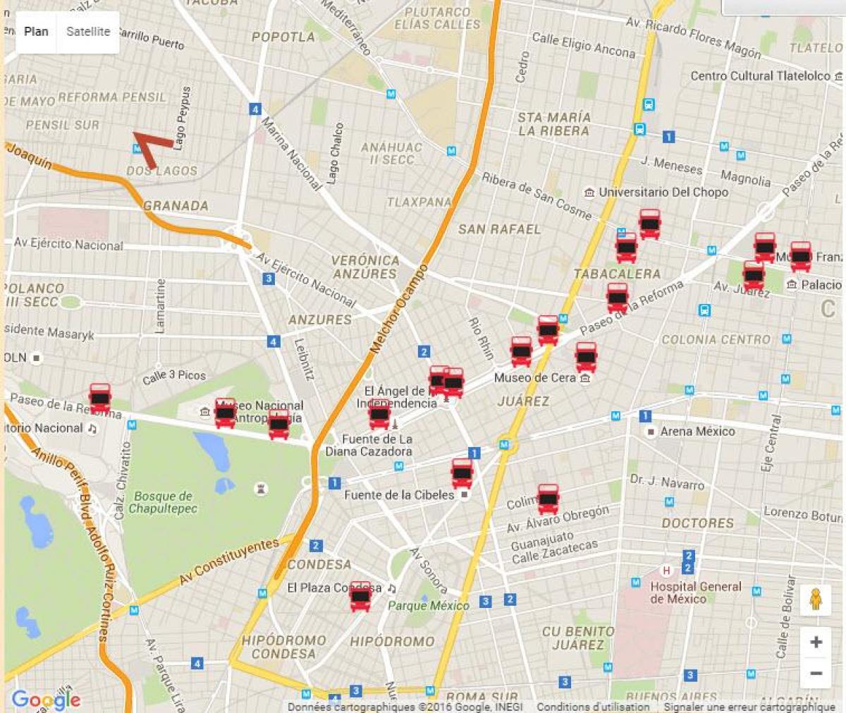 turibus Ciutat de Mèxic mapa de rutes