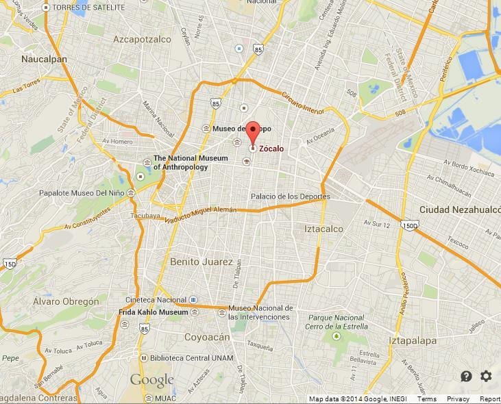zócalo a Ciutat de Mèxic mapa