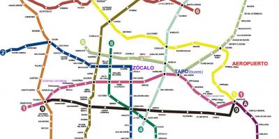 Metro df mapa - Ciutat de Mèxic tren mapa (Mèxic)